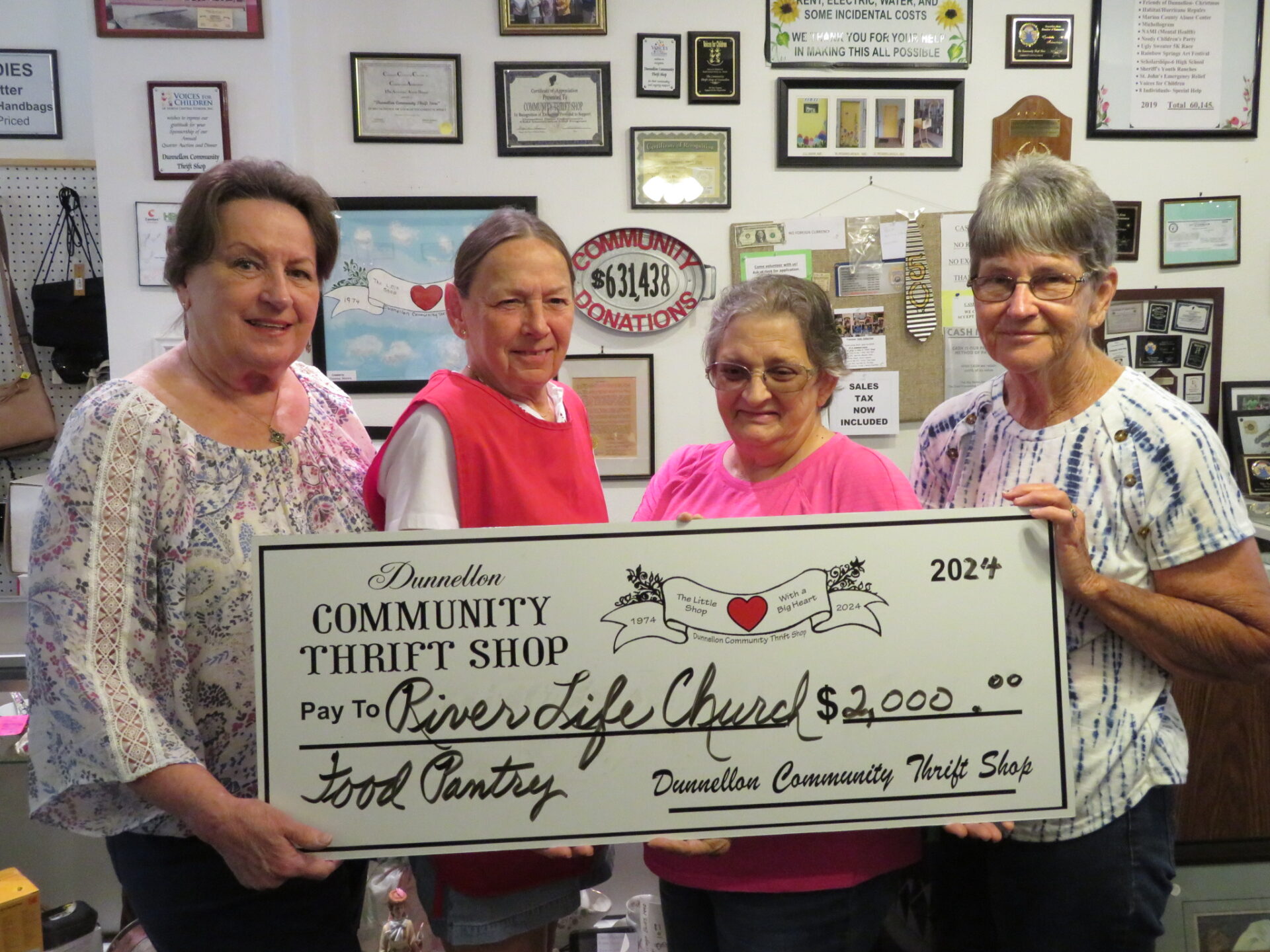 Food Ministry - Check from Dunnellon Community Thrift Shop