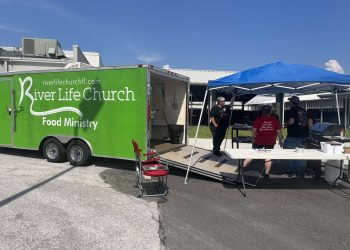 Our River Life Church Food Truck is at Teachers first day back to school to cook lunch for the teachers and staff. Good Provided graciously by DHS Admin and Mr. Martin.